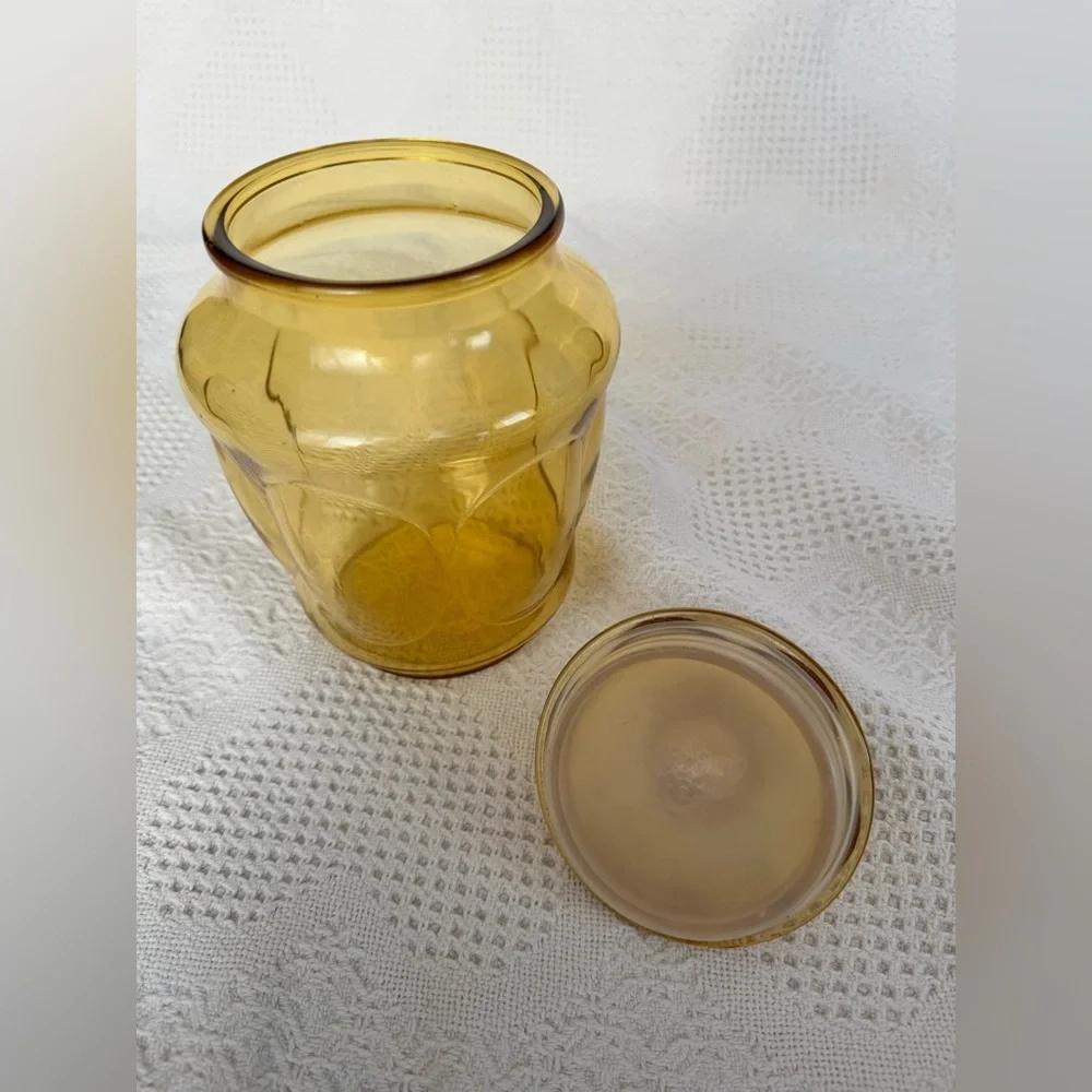 LE Smith Honey Amber Glass Apothecary Jar and Lid
